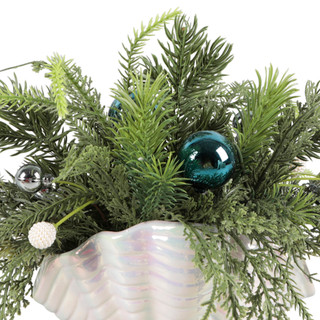 Thumbnail 2: FLORA BUNDA 9.75" Evergreen Christmas Arrangement with Baubles 