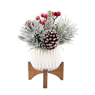 Thumbnail 1: FLORA BUNDA 11.75" Christmas Mixed Arrangement in Ceramic Pot with Stand 