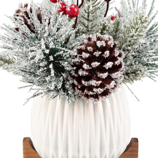 Thumbnail 2: FLORA BUNDA 11.75" Christmas Mixed Arrangement in Ceramic Pot with Stand 