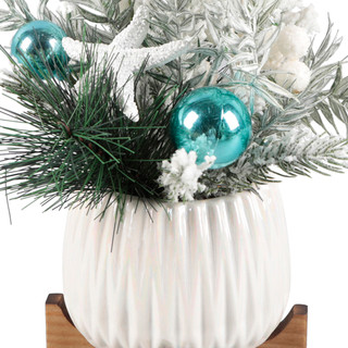 Thumbnail 2: FLORA BUNDA 11.75" Coastal Christmas Arrangement in Ceramic Pot 