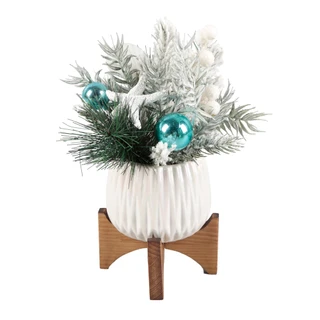 Thumbnail 1: FLORA BUNDA 11.75" Coastal Christmas Arrangement in Ceramic Pot 