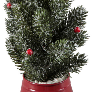 Thumbnail 3: FLORA BUNDA 10.5" LED Frosted Christmas Tree with Red Berries 