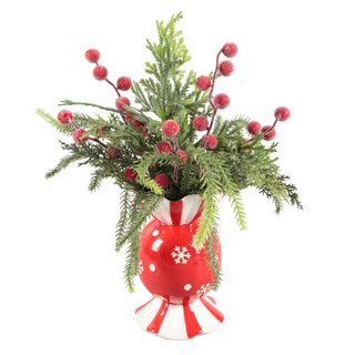 Thumbnail 1: FLORA BUNDA 13" Real Touch Evergreen Christmas Arrangement 