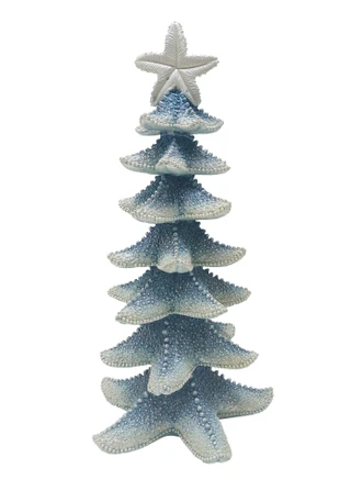 Thumbnail 2: Magical Season 11.8" Resin Blue Starfish Christmas Tree 
