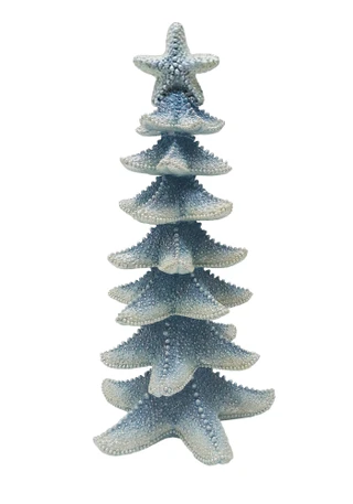 Thumbnail 1: Magical Season 11.8" Resin Blue Starfish Christmas Tree 