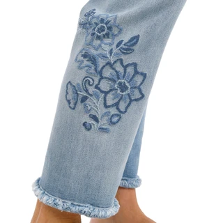 Thumbnail 2: Demo Women's Embroidered Slim Straight Jeans 