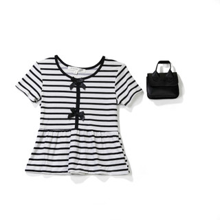 Thumbnail 1: Btween Girls 2 Pc Short Sleeve Ribbed Bow Top & Purse 