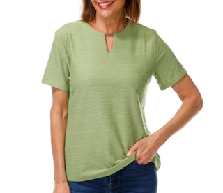 Thumbnail 1: Coral Bay Women's Short Sleeve Zen Textured Top 