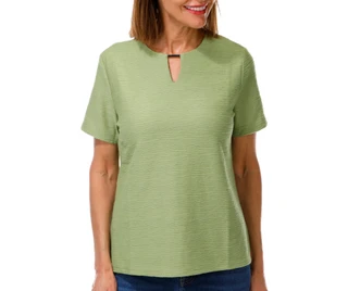 Thumbnail 1: Coral Bay Petite Short Sleeve Zen Textured Top 