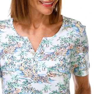 Thumbnail 2: Coral Bay Petite Short Sleeve Lemon Scenic Top 