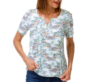 Thumbnail 1: Coral Bay Petite Short Sleeve Lemon Scenic Top 