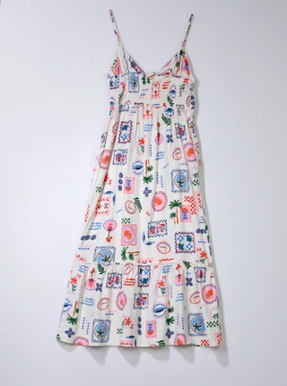 Thumbnail 3: MONTEAU Juniors Tropical Bow Tie Linen Midi Dress 