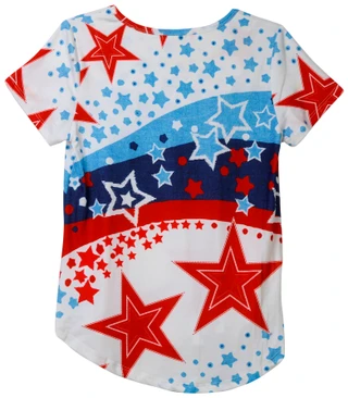 Thumbnail 3: ONE WORLD Petite Americana Swirl and Stars Top 