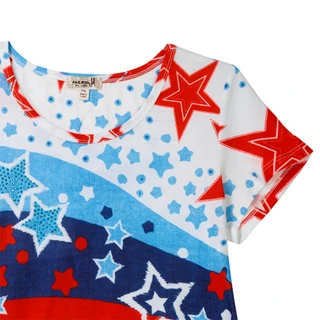 Thumbnail 6: ONE WORLD Petite Americana Swirl and Stars Top 