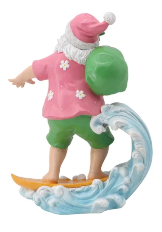 Thumbnail 2: Magical Season 12" Polyresin Surfing Santa Claus 