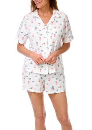 Thumbnail 4: JACLYN Women's Seersucker Cherry Blossoms Sleep Set 