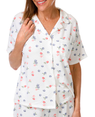 Thumbnail 16: JACLYN Women's Seersucker Cherry Blossoms Sleep Set 
