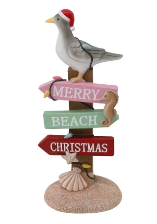 Thumbnail 1: Magical Season 14" Resin Seagull Christmas Sign 