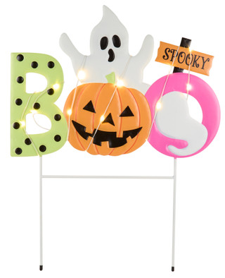 Thumbnail 1: Magical Season 27 in Halloween Ghost & Pumpkin BOO LED Yard Stake 