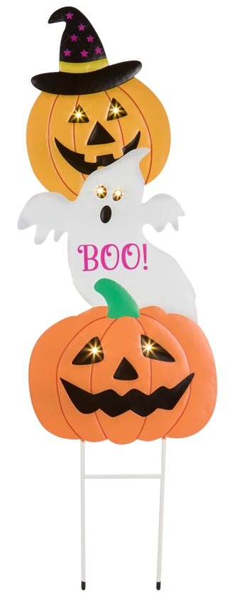 Thumbnail 1: Magical Season 36 in Halloween Pumpkins & Ghost Metal LED Yard Sign 