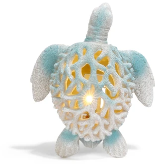 Thumbnail 3: Fancy That Gift & Decor 8 in Resin LED Coral Shell Turtle Home Accent 