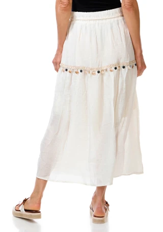 Thumbnail 2: Ana & Rose Women's Rope Belt Shell Charm Trim Maxi Skirt 