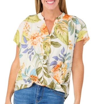 Thumbnail 1: Status by Chenault Women's Short Sleeve Twist Front Top 