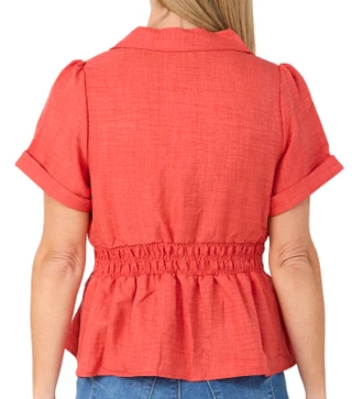 Thumbnail 3: Status by Chenault Women's Smocked Waist Cuff Sleeve Top 