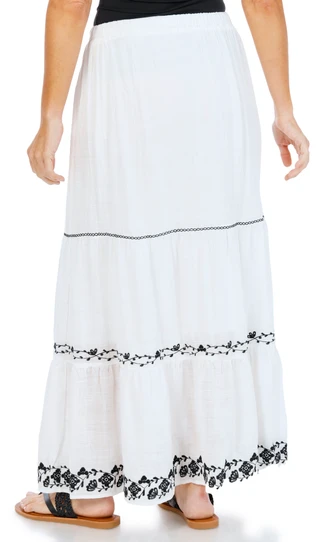 Thumbnail 2: MAX STUDIO Women's Tiered Embroidered Maxi Skirt 