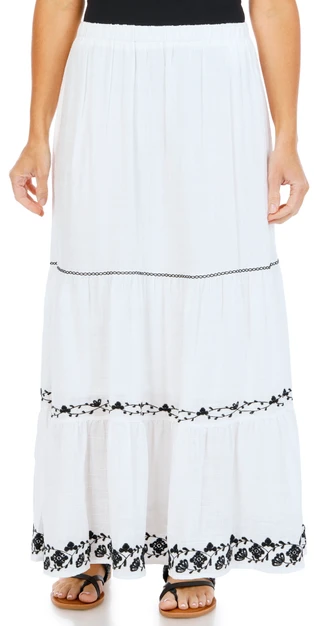 Thumbnail 1: MAX STUDIO Women's Tiered Embroidered Maxi Skirt 