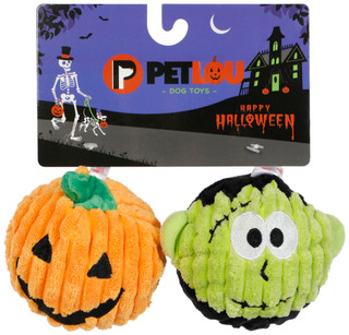 Thumbnail 1: Petlou 2 Pk Pumpkinstein Squeaky Ball Dog Toys  