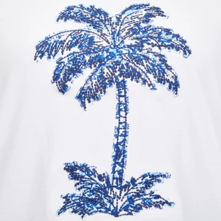 Thumbnail 3: Coral Bay Women's Short Sleeve Palm Tree V-Neck Top 