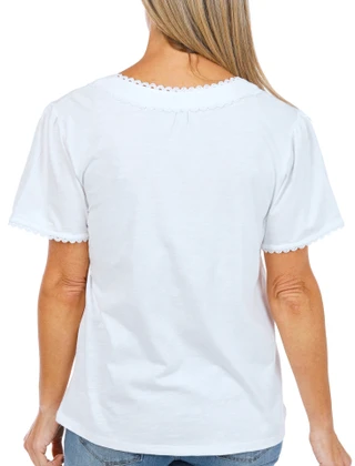 Thumbnail 2: Lands' End Women's Split Neck Trimmed Top 