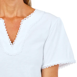 Thumbnail 3: Lands' End Women's Split Neck Trimmed Top 