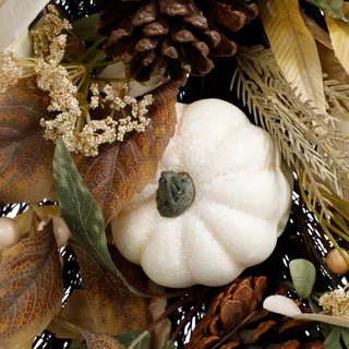 Thumbnail 2: Supreme Silk 28 In Heirloom Harvest Pumpkin Teardrop Wreath 
