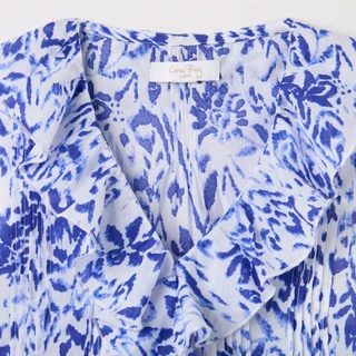 Thumbnail 2: Coral Bay Women's Sleeveless Voile Ruffle Print Top 