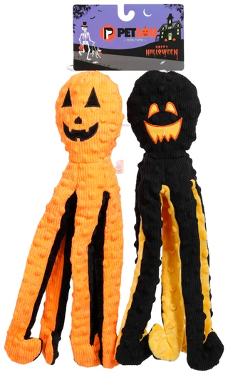 Thumbnail 1: Petlou 2 Pk Dotty Halloween Octopus Dog Toy 