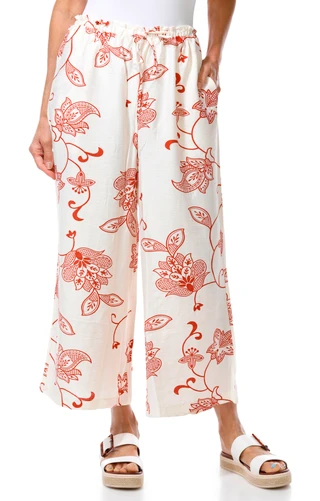 Thumbnail 1: Kaktus Courture Petite Printed Tie Front Wide Leg Pants 