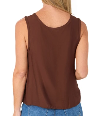 Thumbnail 3: Kaktus Couture Petite Sleeveless Henley Tie Front Top 