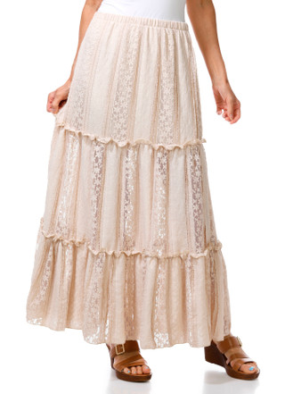 Thumbnail 1: Saints & Hearts Juniors' Lace Panel Maxi Skirt 