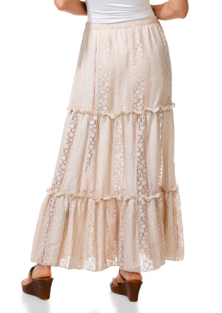 Thumbnail 3: Saints & Hearts Juniors' Lace Panel Maxi Skirt 