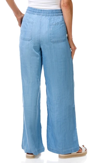 Thumbnail 2: Lands End Women's Drawstring Wide Leg Denim Pants 