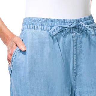 Thumbnail 3: Lands End Women's Drawstring Wide Leg Denim Pants 
