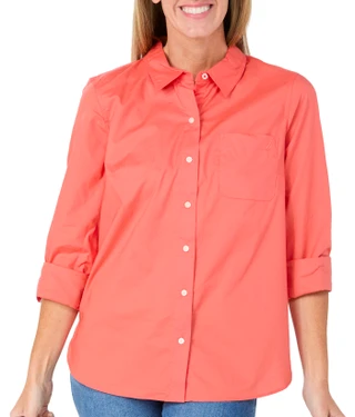 Thumbnail 1: Nautica Women's 3/4 Sleeve Roll Tab Button Down Shirt 