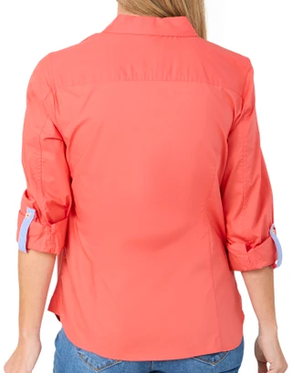 Thumbnail 2: Nautica Women's 3/4 Sleeve Roll Tab Button Down Shirt 