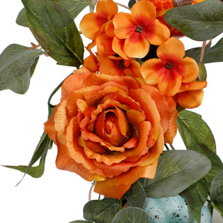 Thumbnail 2: Brighten the Season Harvest Floral Pumpkin Wreath  