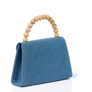 Thumbnail 2: D'Margeaux Denim Satchel Flap Handbag 
