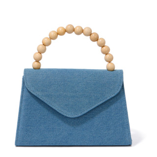 Thumbnail 5: D'Margeaux Denim Satchel Flap Handbag 