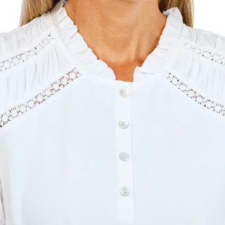 Thumbnail 2: Draper James Women's Mixed Slub Voile Half-Sleeve Placket Top 