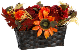 Thumbnail 1: Brighten the Season Pumpkin Sunflower Ledge Decor  